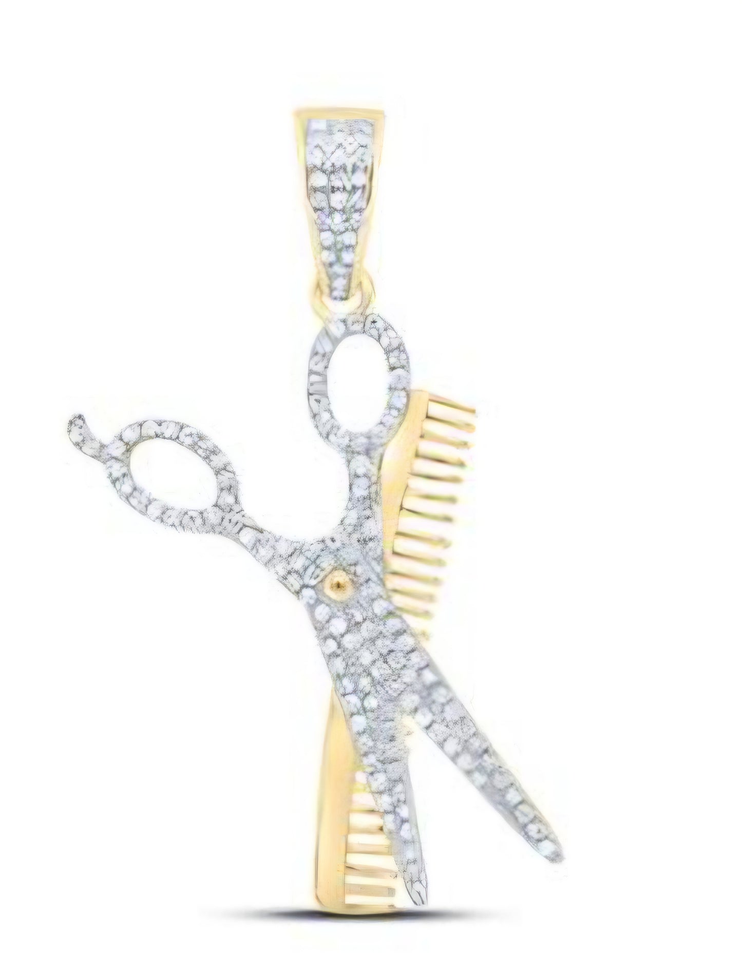 10kt Yellow Gold Round Diamond Scissors Comb Barber Charm Pendant 3/4 Cttw