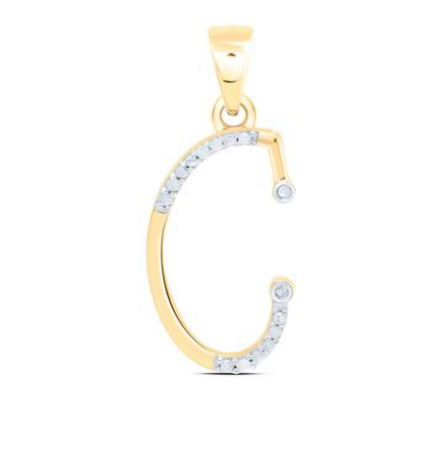 10kt Yellow Gold Womens Round Diamond C Initial Letter Pendant 1/12 Cttw