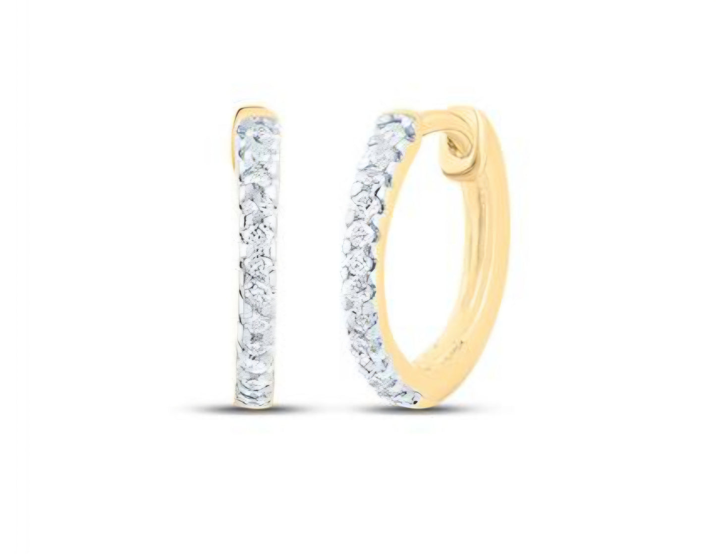 10kt Yellow Gold 1/10ctw Diamond Hoop Earrings 10.7mm