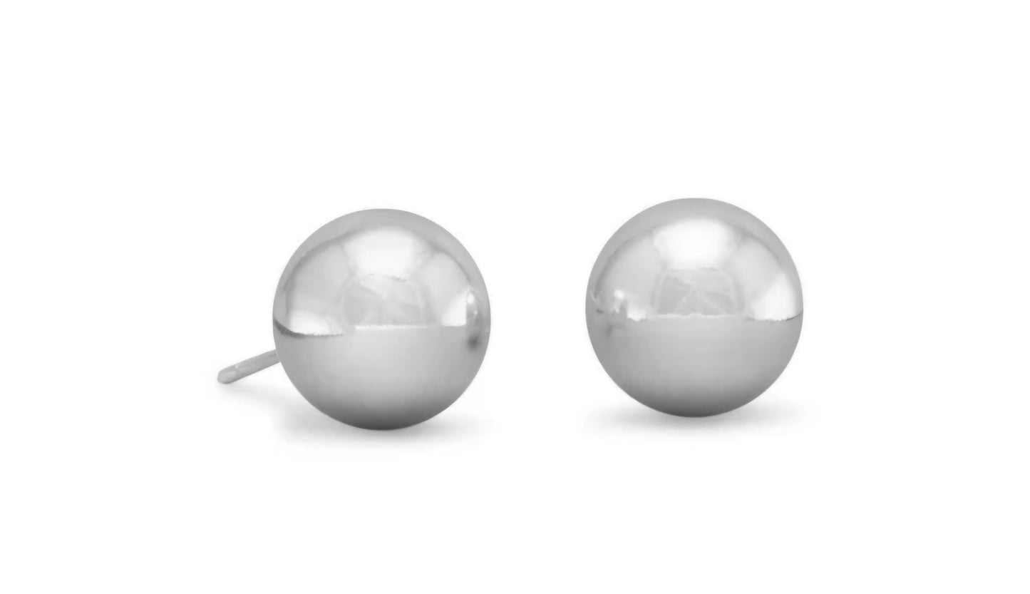 10mm Sterling Silver Ball Stud Earrings