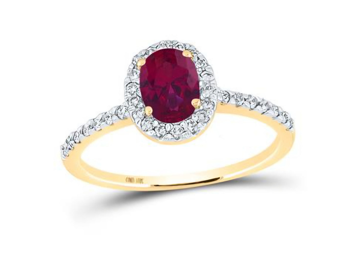 10k Yellow Gold Oval Synthetic Ruby Solitaire Ring 1-1/4 Cttw