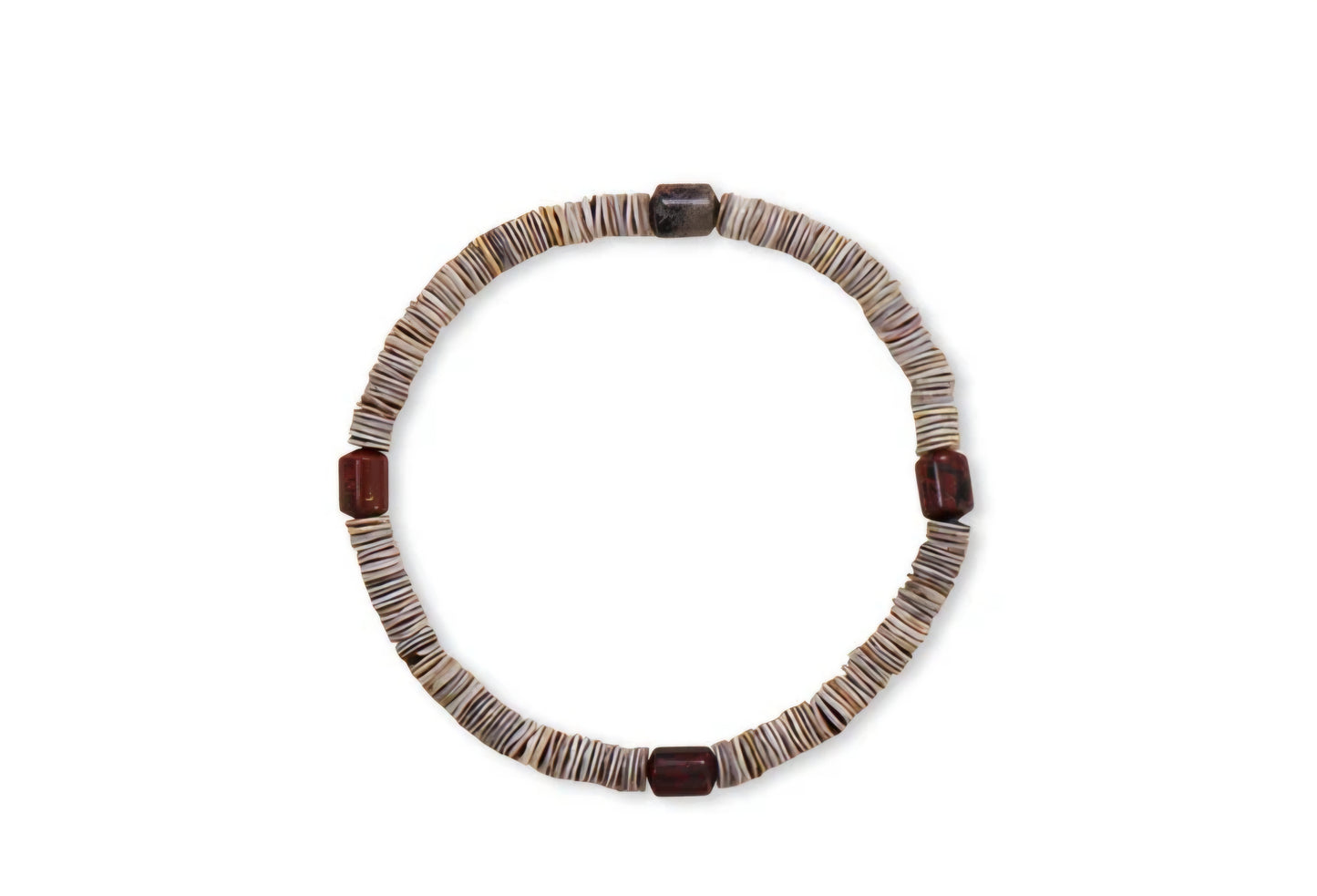 8" Shell Heishi and Jasper Stretch Bracelet