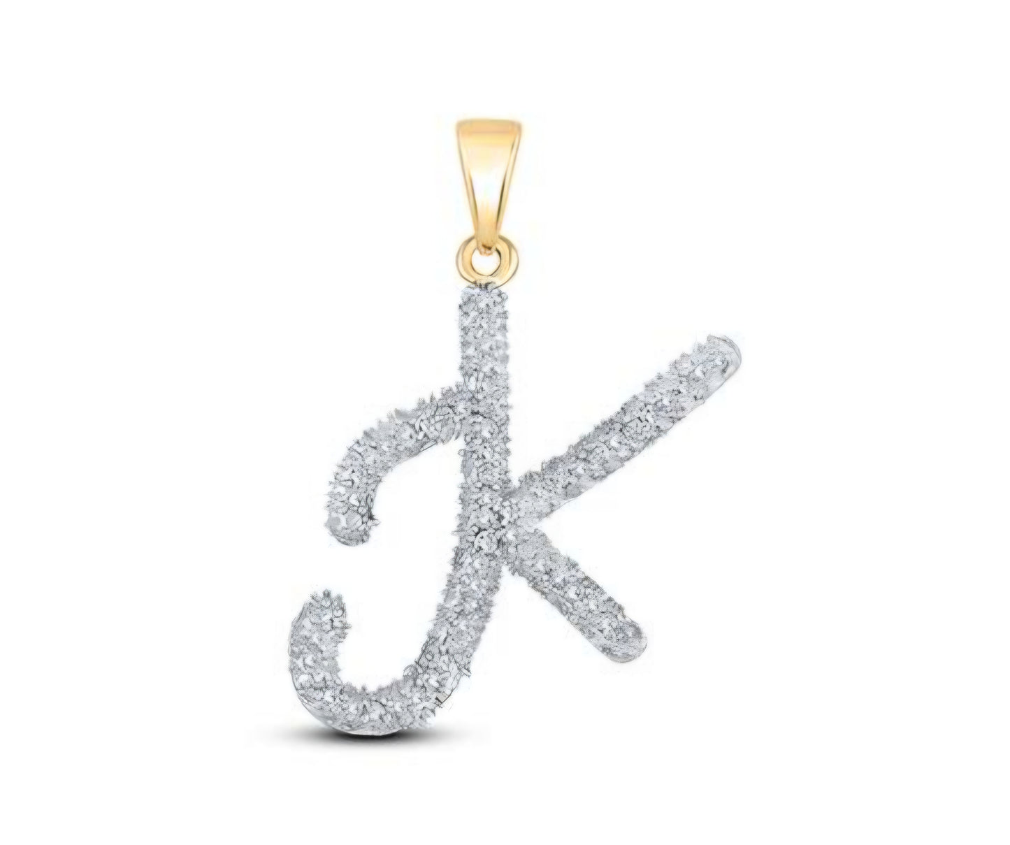10kt Yellow Gold Womens Round Diamond Letter K Pendant 1/6 Cttw