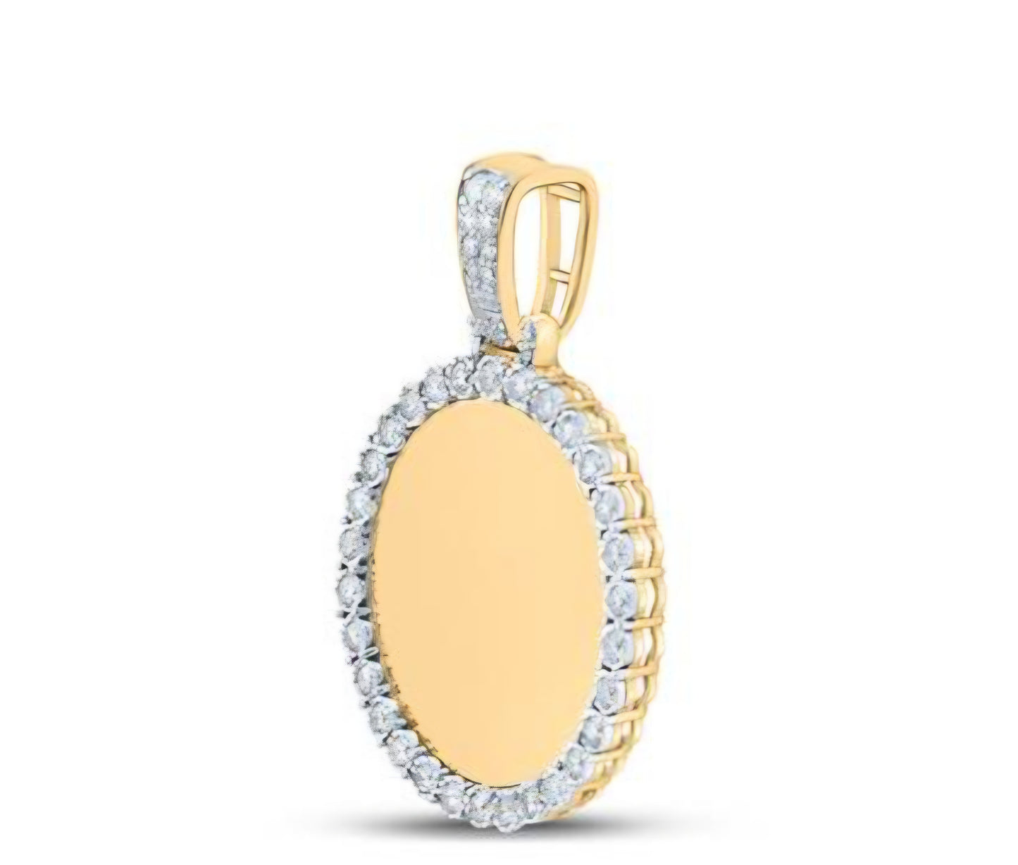 10k Yellow Gold Round Diamond Memory Circle Mirror Charm Pendant 3/4 Cttw