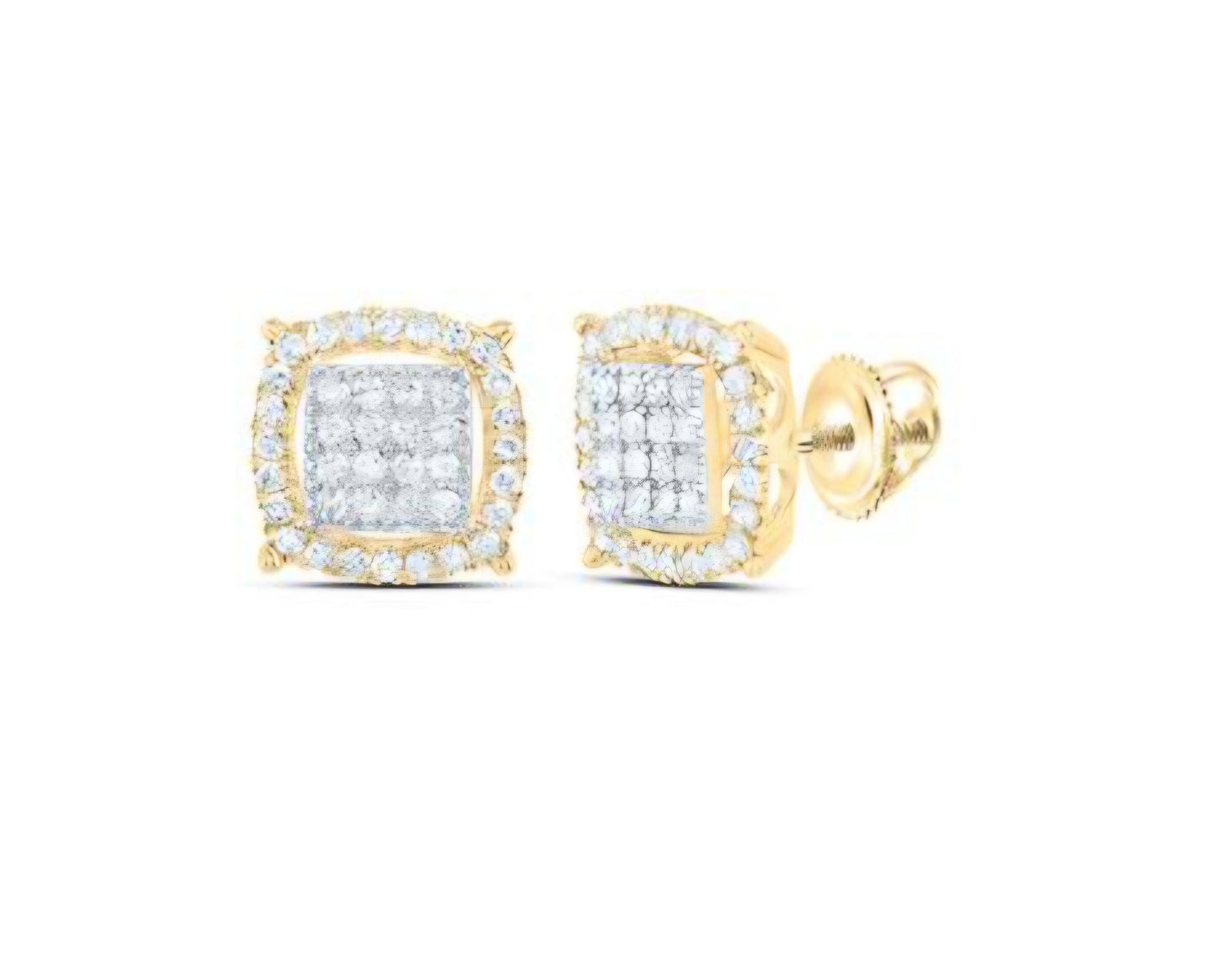 3/8CTW-NAT DIA P1 CUSHION MENS EARRING