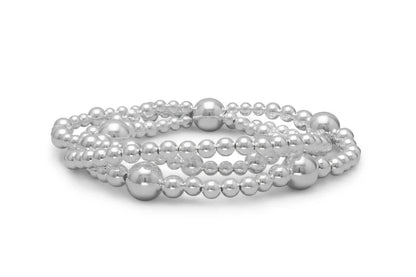 8" Triple Strand Silver Bead Bracelet