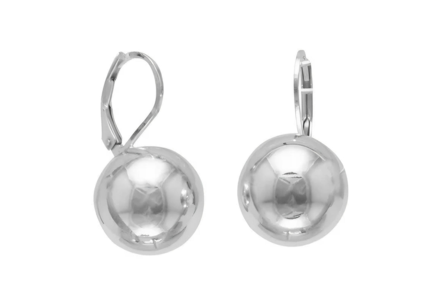 14mm Sterling Silver Ball Lever Back Earrings