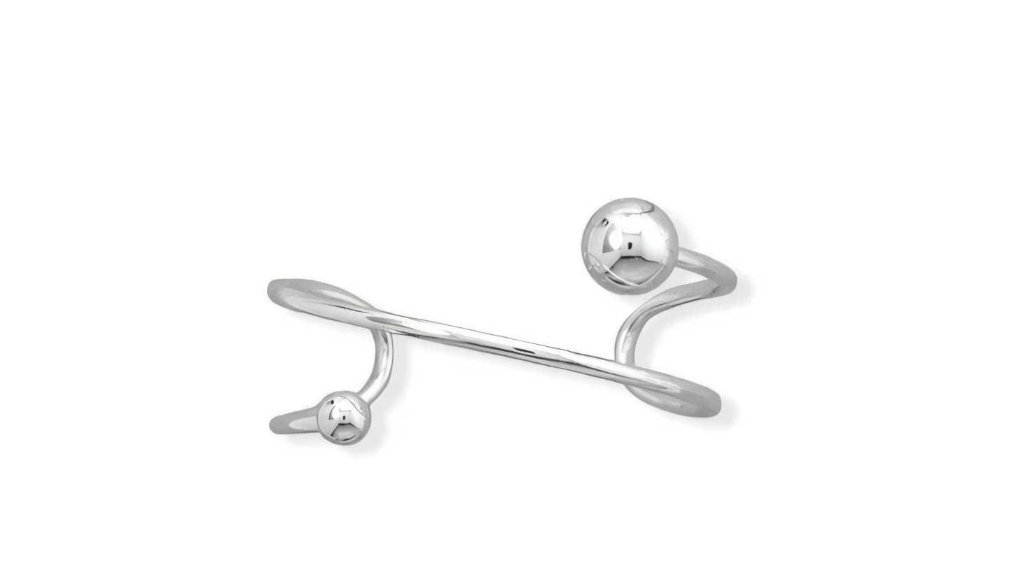 Diagonal 8mm and 12mm Ball Cuff Bracelet