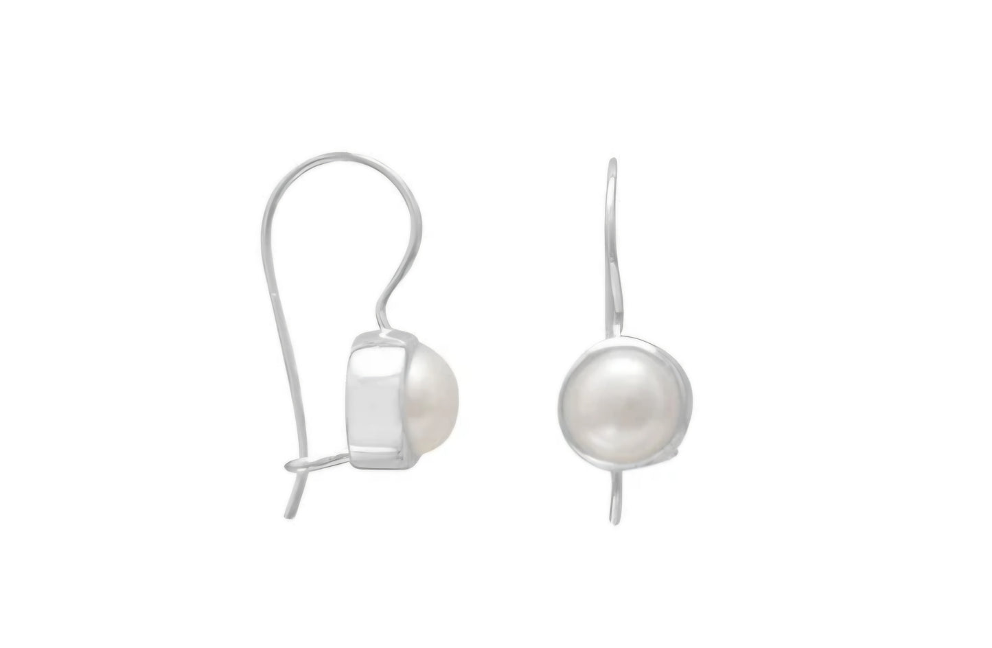 6mm Cultured Freshwater Pearl Euro Wire Earrings