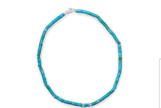 21" Reconstituted Turquoise Heishi Bead Necklace