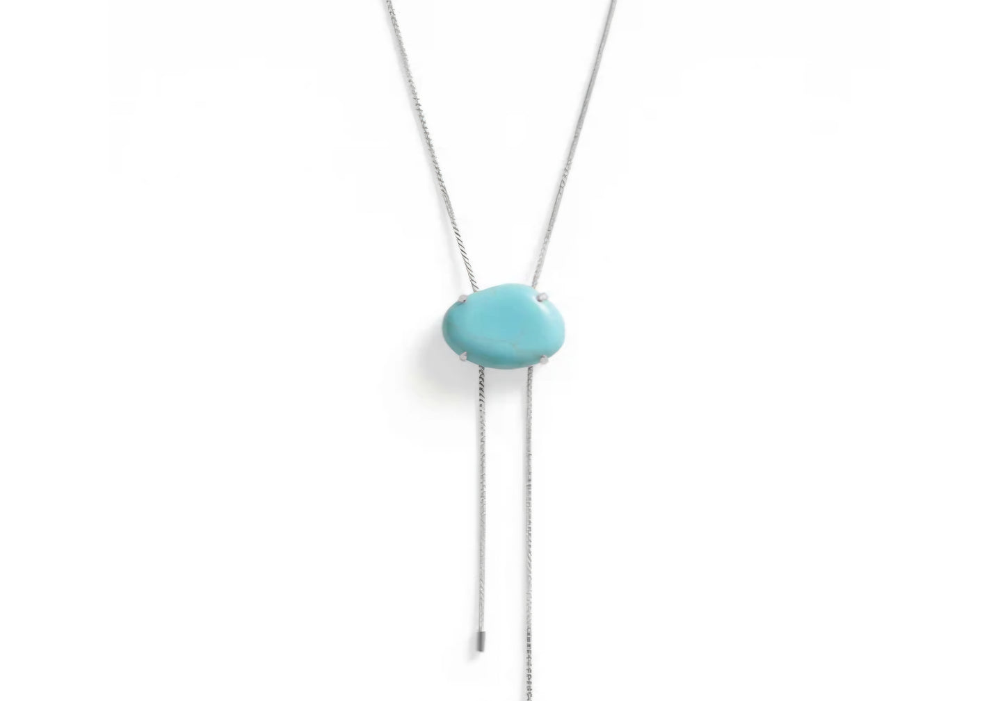 20" + 2" Stainless Steel Imitation Turquoise Bolo Necklace