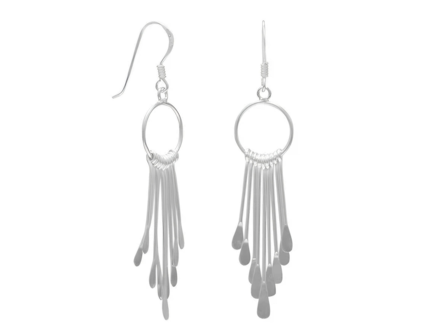 Open Circle and Bar Drop French Wire Earrings