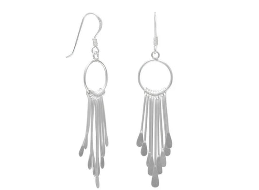 Open Circle and Bar Drop French Wire Earrings